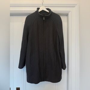 LANDS’ END GRAY WOOL ZIP UP MID LENGTH COAT JACKET 14 EUC